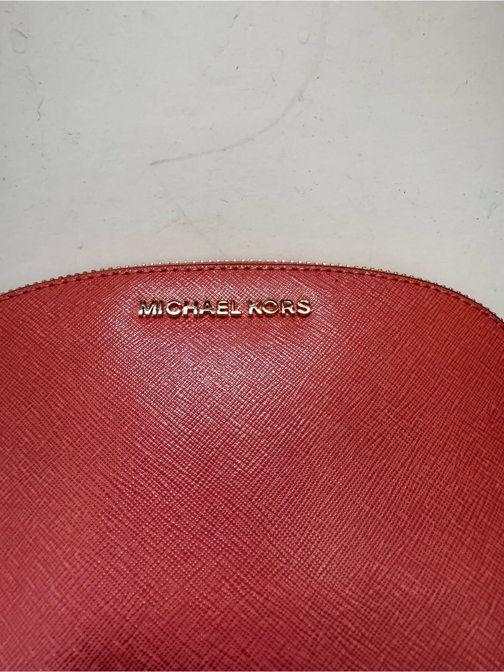 New MICHAEL KORS Coral Saffiano Cosmetic Pouch Case